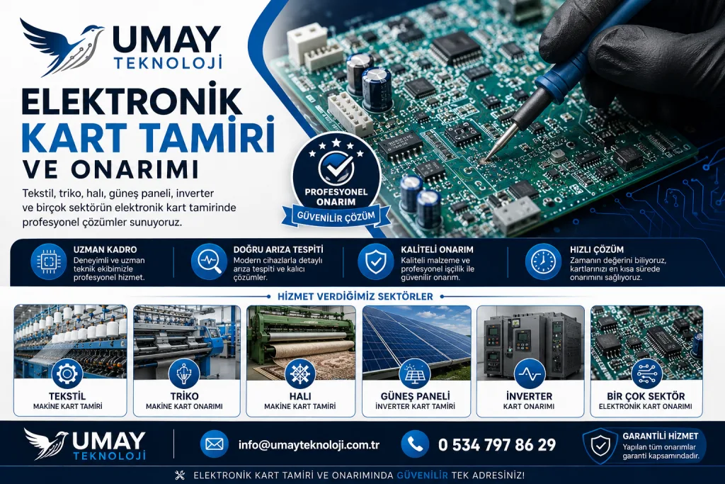 Elektronik Kart Tamiri: Tekstil, Triko, Halı ve Güneş Paneli İnverterlerinde Profesyonel Çözümler